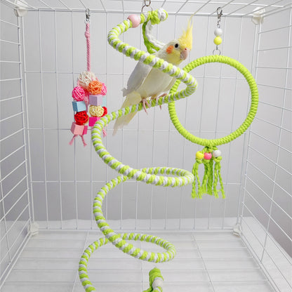 11.5-15cm SML Size Kawaii Style Colourful Rope Swings Parrot Birdie Toy for Small Medium Parrot