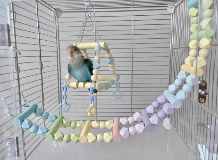 10x10x13cm Pastel Triangle Swings Horse Bird Parrot Birdie Toy for Small Medium Size Parrot Cages Accessories