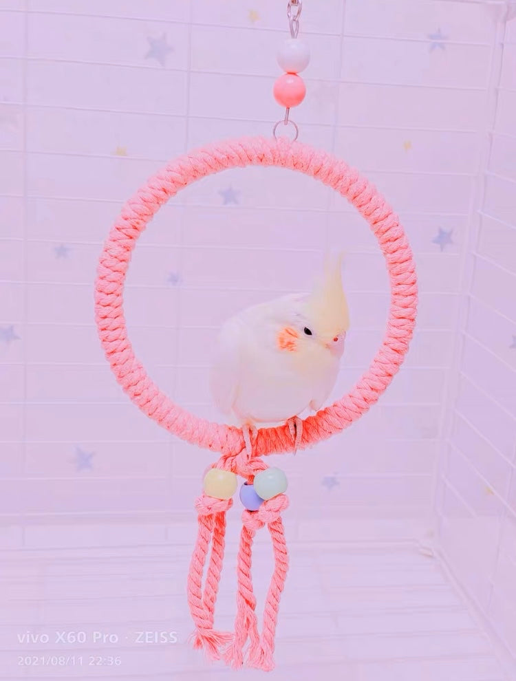 11.5-15cm SML Size Kawaii Style Colourful Rope Swings Parrot Birdie Toy for Small Medium Parrot