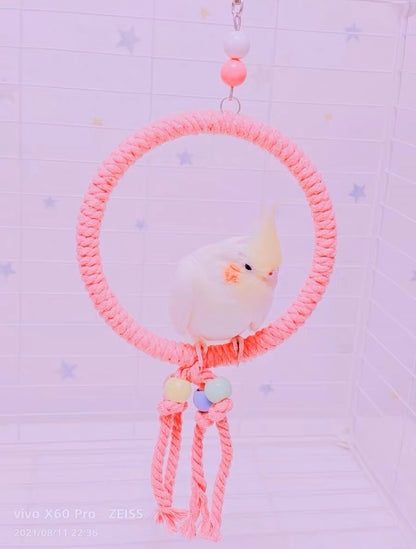 11.5-15cm SML Size Kawaii Style Colourful Rope Swings Parrot Birdie Toy for Small Medium Parrot