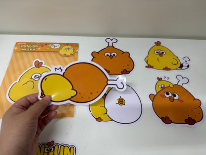 Lovely Chicken Fat Dundun Giant Sticker | 4 Style Pink Yellow Blue Green - Children Gift Animal Stationery