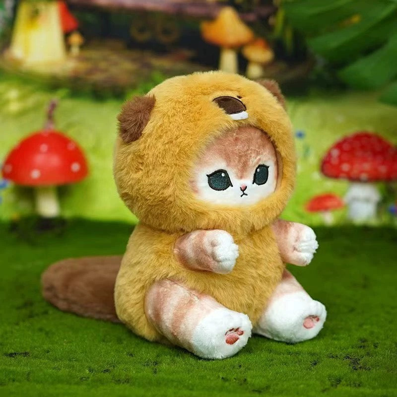 Japan Artist Mofusand Cat Neko Long Tail Animal | Beaver Raccoon Squirrel Red Panda- Mascot Plush Doll Mini Plush Doll Keychain