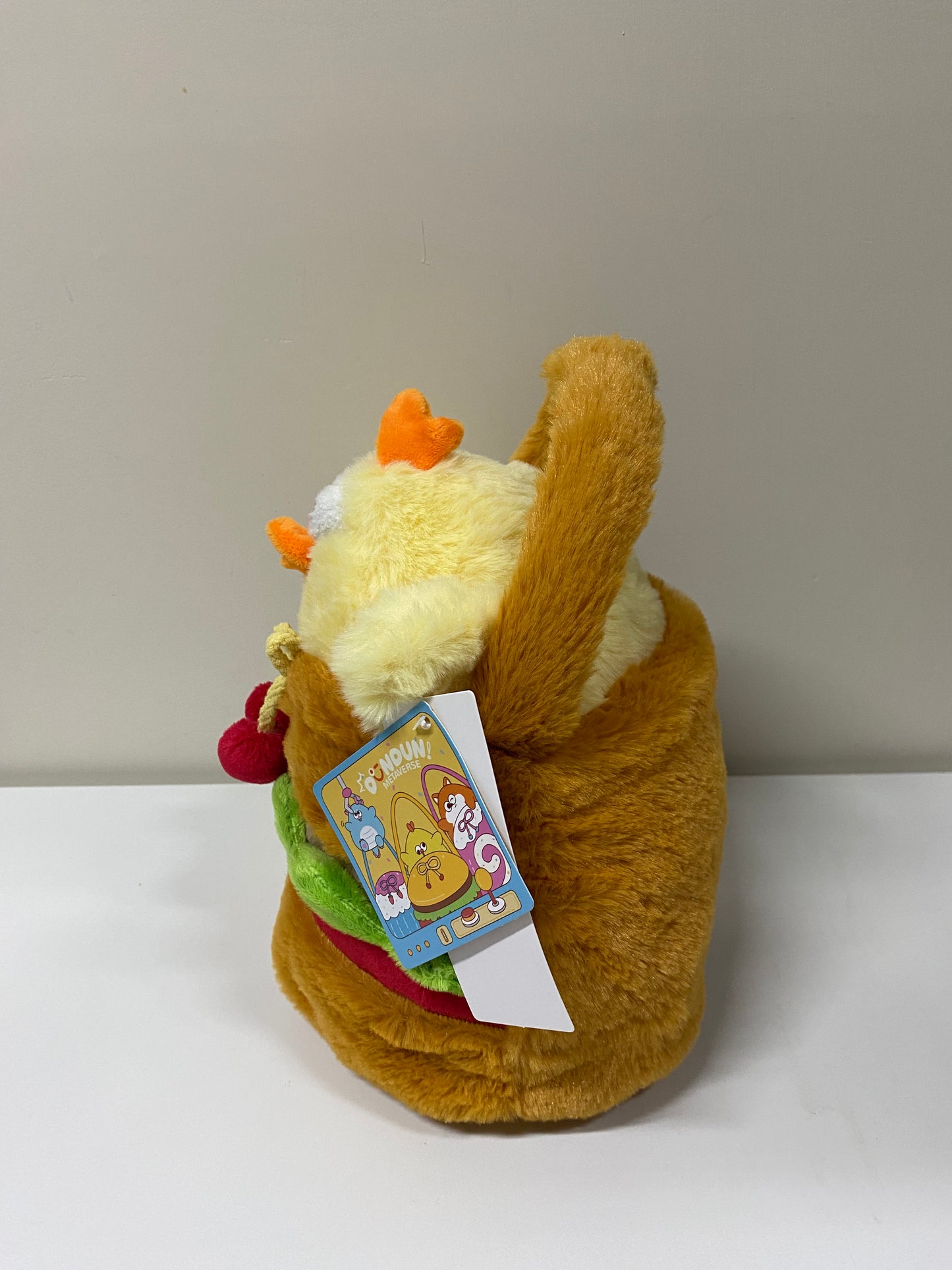 Miniso Lovely Chicken Fat Dundun Plush Doll | 20cm DunDun Chick with Hamburger Plush Handbag - Children Gift Animal Plush Doll