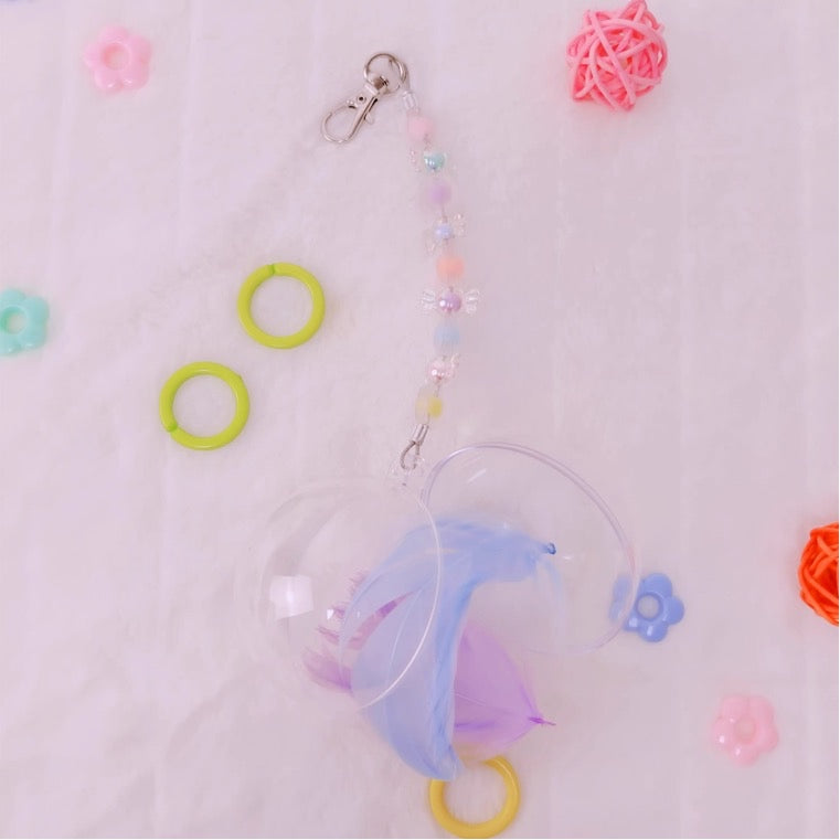 Set of 2 20cm Acrylic Ball with Sweet can put in Feathers Kawaii Sweet Style Hanging Toy Handmade Bird Toys Organic Bird Cages Accessories