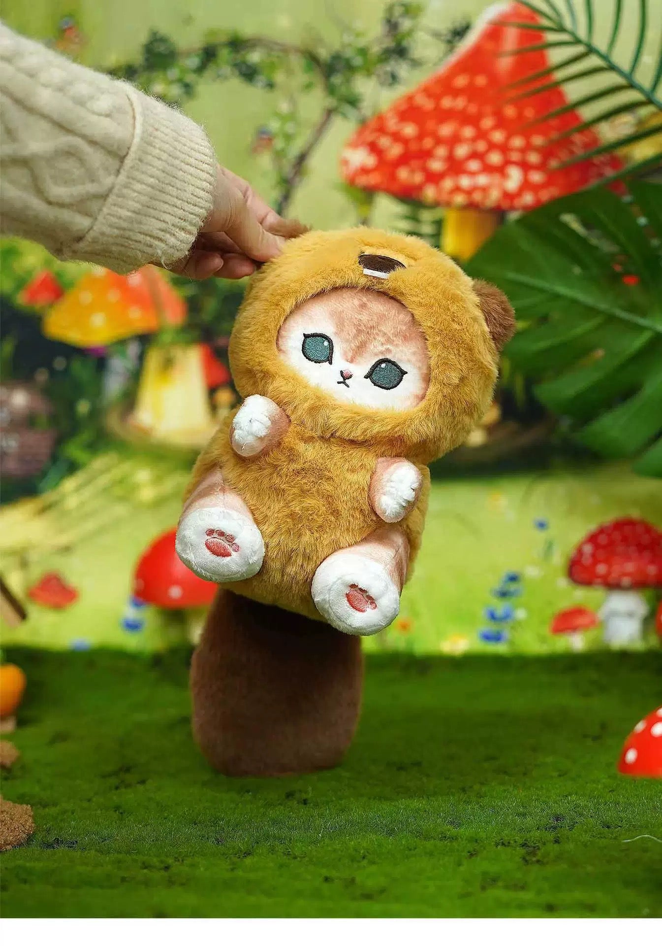 Japan Artist Mofusand Cat Neko Long Tail Animal | Beaver Raccoon Squirrel Red Panda- Mascot Plush Doll Mini Plush Doll Keychain