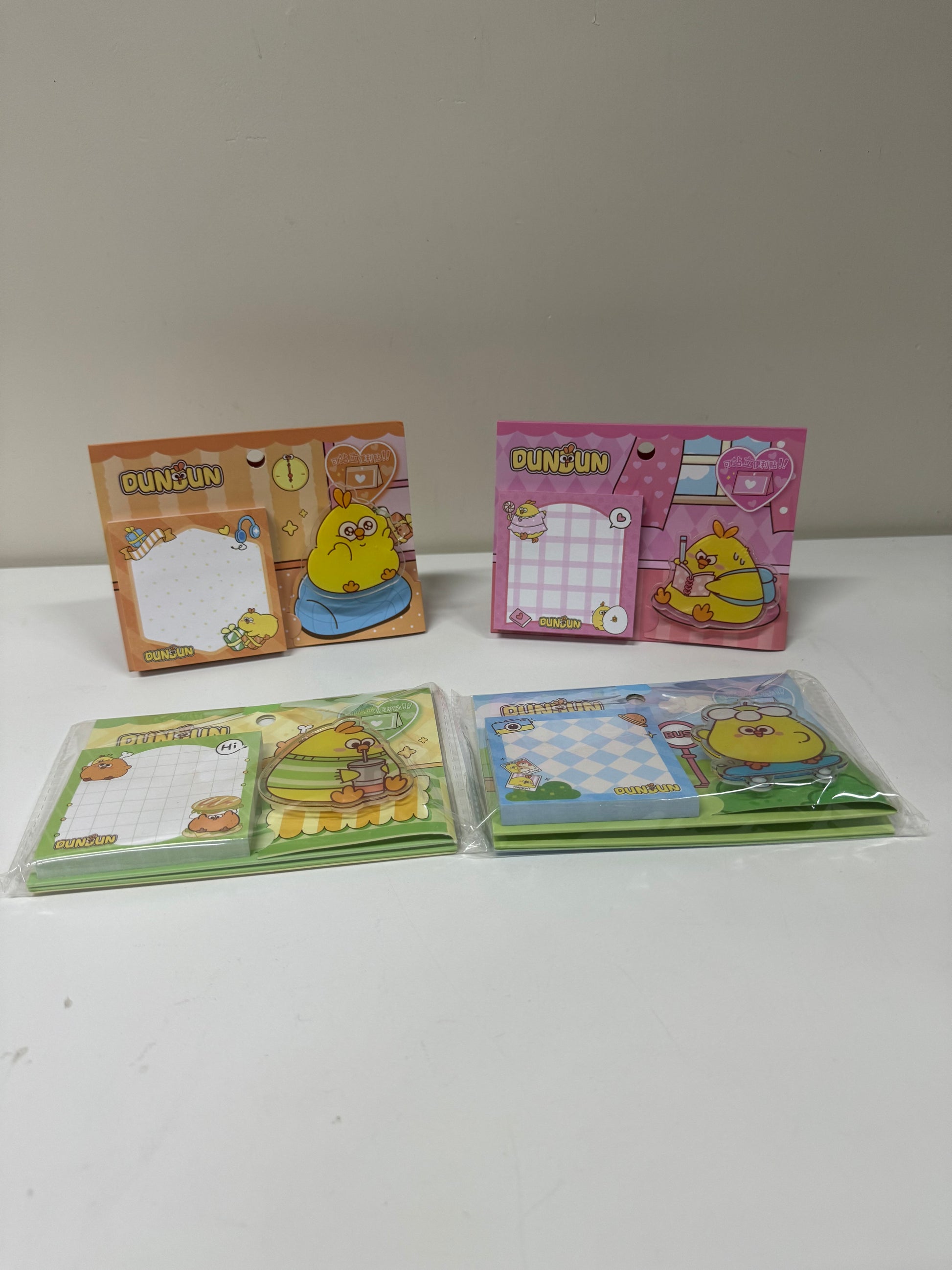 Lovely Chicken Fat Dundun Memo Pad with Clip | Pink Yellow Green Blue - Children Gift Animal Stationery