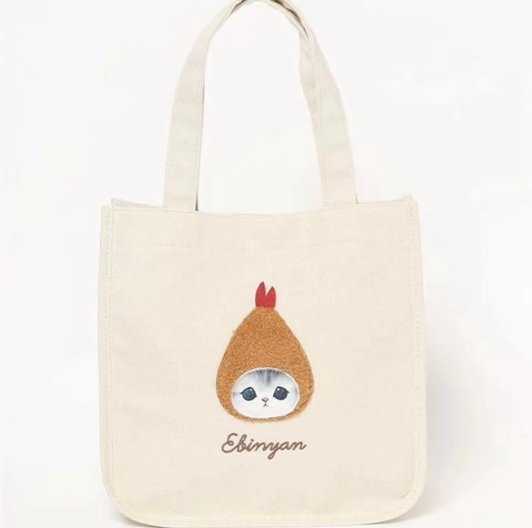 Japan Artist Mofusand Cat Neko Hand Bag | Shark Shrimp Tempura Strawberry - Lunch Mini Tote Bag