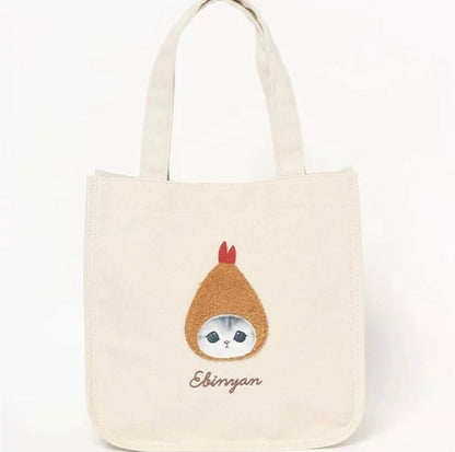 Japan Artist Mofusand Cat Neko Hand Bag | Shark Shrimp Tempura Strawberry - Lunch Mini Tote Bag