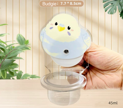 Handmade Cute Design Acrylic Food Round Transparent Cutlery Food Water for Small Medium Bird and Parrot Lovebird Budgie Pacific Parrotlet