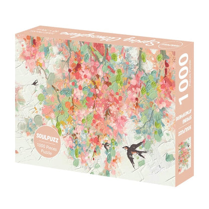 SOULPUZZ 1000 Pieces Puzzle | Spring Atmosphere - Flower with Birds Shining Puzzle Difficulty Decompression Couples Trendy Gifts Home Decoration