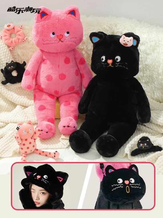 Lovely Cat Big and Giant Plush Doll | Pink with Dot Black- 60cm 100cm Soft Big Plush Doll Children Girl Gift Kitten Neko