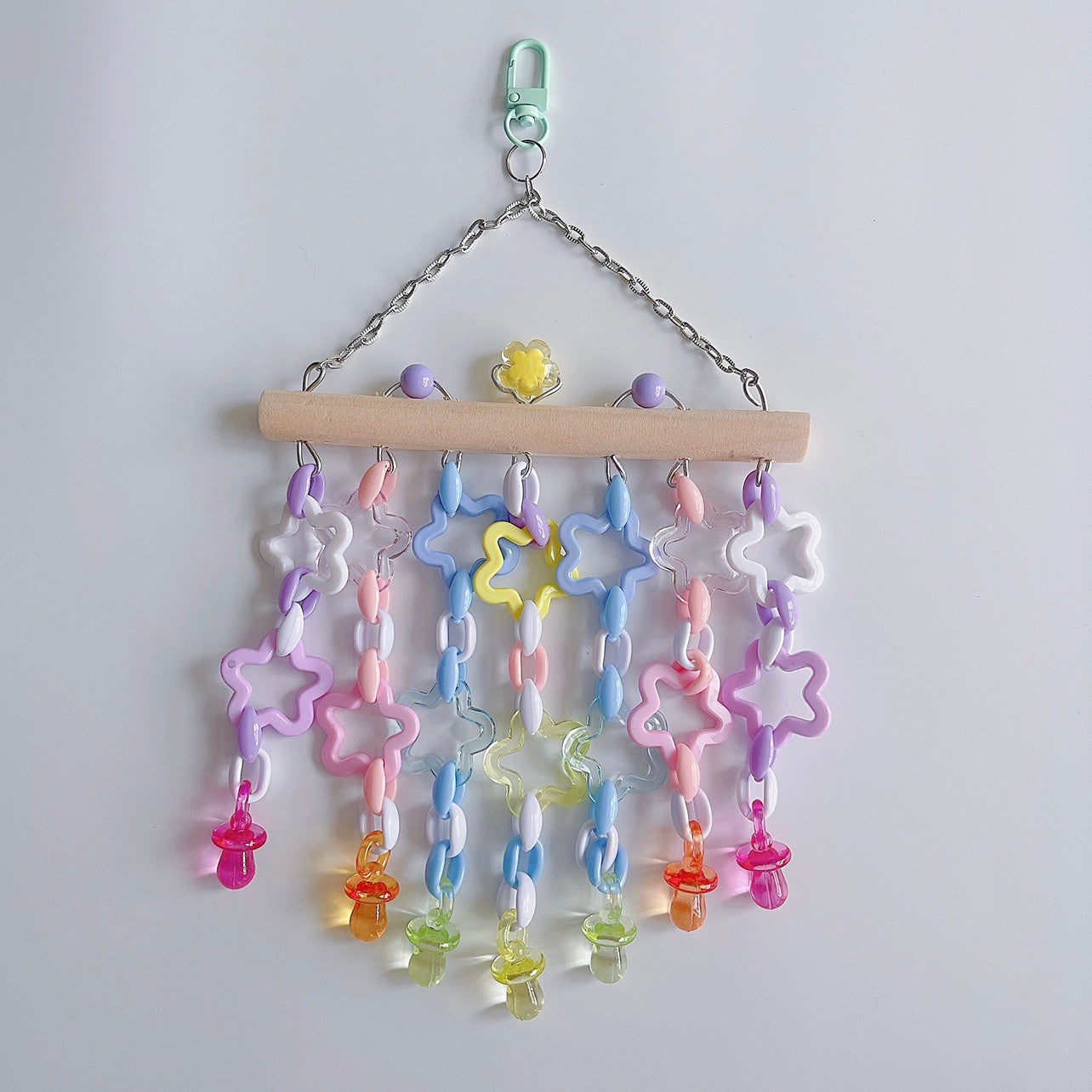 30x15cm Kawaii Baby Style Pastel Stars Bite Hanging Natural Parrot Birdie Toy for Small Medium Size Parrot Cages Accessories