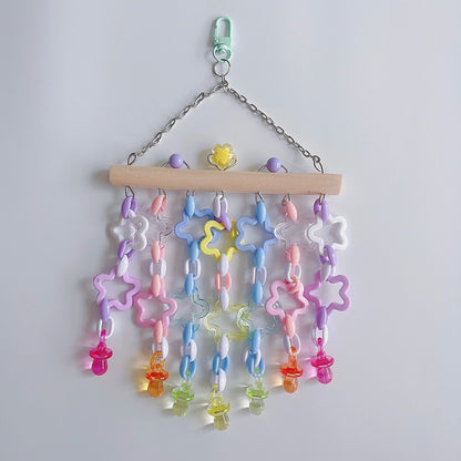 30x15cm Kawaii Baby Style Pastel Stars Bite Hanging Natural Parrot Birdie Toy for Small Medium Size Parrot Cages Accessories