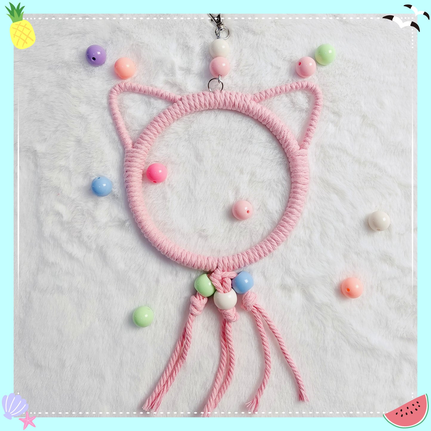 11.5-15cm SML Size Kawaii Style Cat Pastel Rope Swings Parrot Birdie Toy for Small Medium Parrot