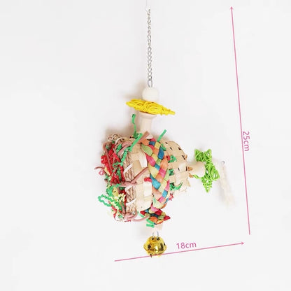 25x18cm Little Plane - Back can move Parrot Toys Hanging Toy Handmade Bird Toys Organic Bird Cages for Small Medium Big Parrot