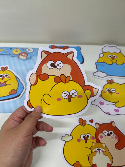 Lovely Chicken Fat Dundun Giant Sticker | 4 Style Pink Yellow Blue Green - Children Gift Animal Stationery