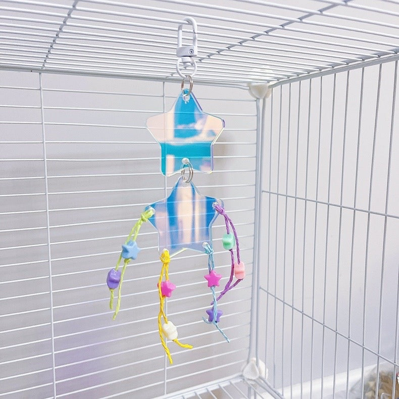 20cm Acrylic Stars Shapes Bird Bites Hanging Toy Handmade Bird Toys Organic Bird Cages Accessories