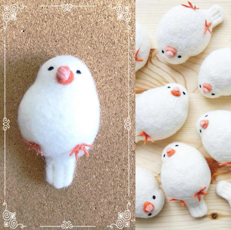 7x4cm Handmade Keychain Wool Felt Doll DIY Craft Kit Set | Budgie Cockatiel Grey White Java Sparrow Sparrow