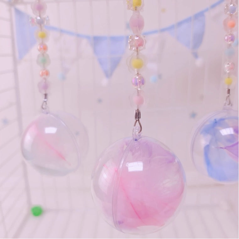 Set of 2 20cm Acrylic Ball with Sweet can put in Feathers Kawaii Sweet Style Hanging Toy Handmade Bird Toys Organic Bird Cages Accessories