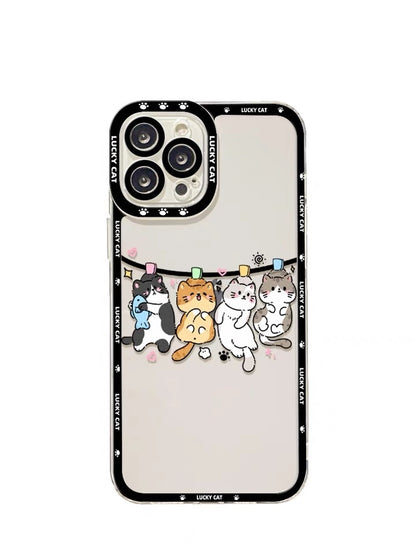 Lovely Cats Hanging iPhone Case 6 7 8 PLUS SE2 XS XR X 11 12 13 14 15 Pro Promax 12mini 13min