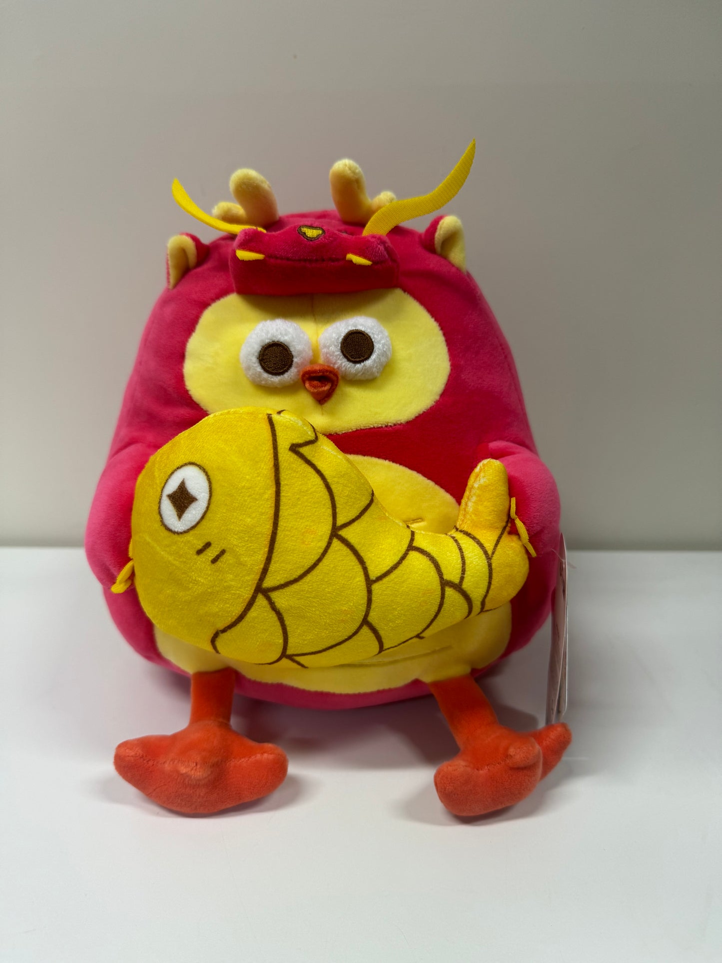 Lovely Chicken Fat Dundun Plush Doll | Red Dragon with Fish Chick  - Children Gift Animal Plush Doll