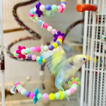 100-110cm Colourful Rope Perch Birdie Standing Climbing for Small Medium Bird Parrot Cockatiel Lovebird Budgie Pacific Parrotlet Conure