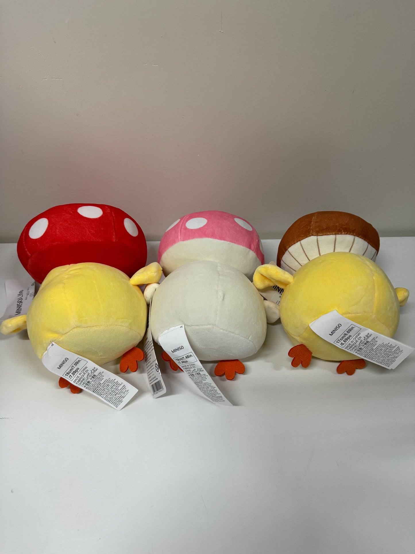 Lovely Chicken Fat Dundun Plush Doll | Red Pink Brown Mushroom Chick Set of 3 - Children Gift Animal Plush Doll