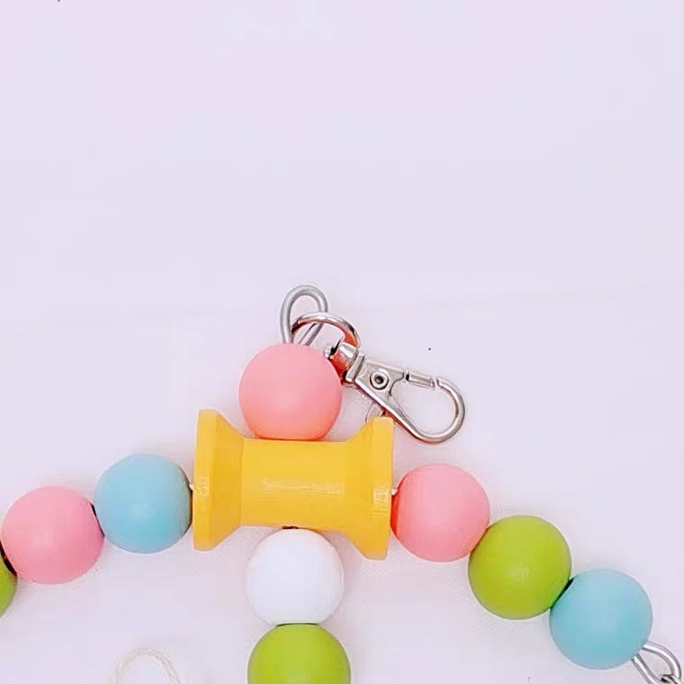 20cm Kawaii Style Wooden Parts with Bells | Colourful Star - Bird Bites Hanging Toy Handmade Bird Toys Organic Bird Cages Accessories