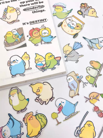 Set of 25 Pieces Lovely Big Parrot Cockatiel Lovebird Budgie Parrot Stickers Waterproof iPad iPhone NoteBook