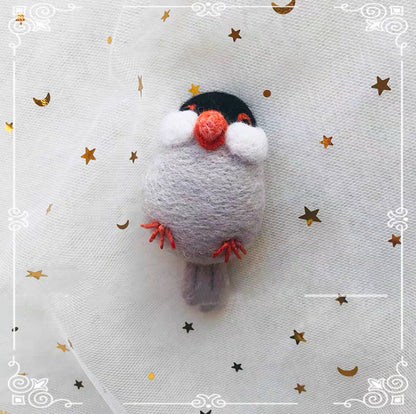 7x4cm Handmade Keychain Wool Felt Doll DIY Craft Kit Set | Budgie Cockatiel Grey White Java Sparrow Sparrow