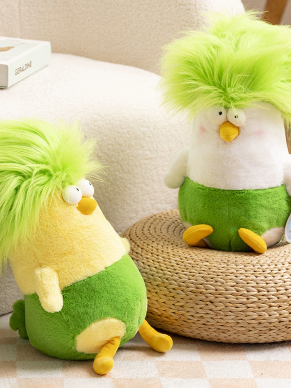 Lovely Chicken Funny Hair Chicken Giant Plush Doll Green Pink Purple WinnieTheBirds Toy Shop