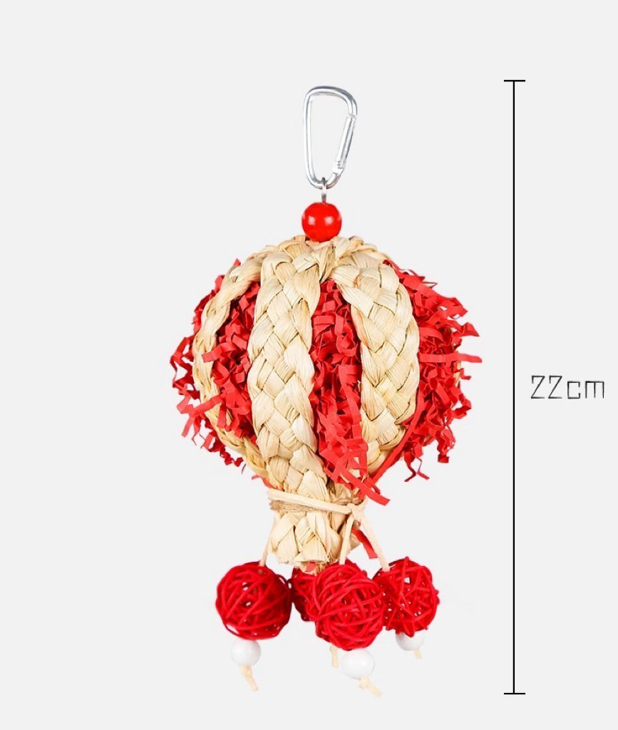 22cm Colourful Style Hot Air Balloon Bite Hanging Natural Parrot Birdie Toy for Small Medium Size Parrot Cages Accessories