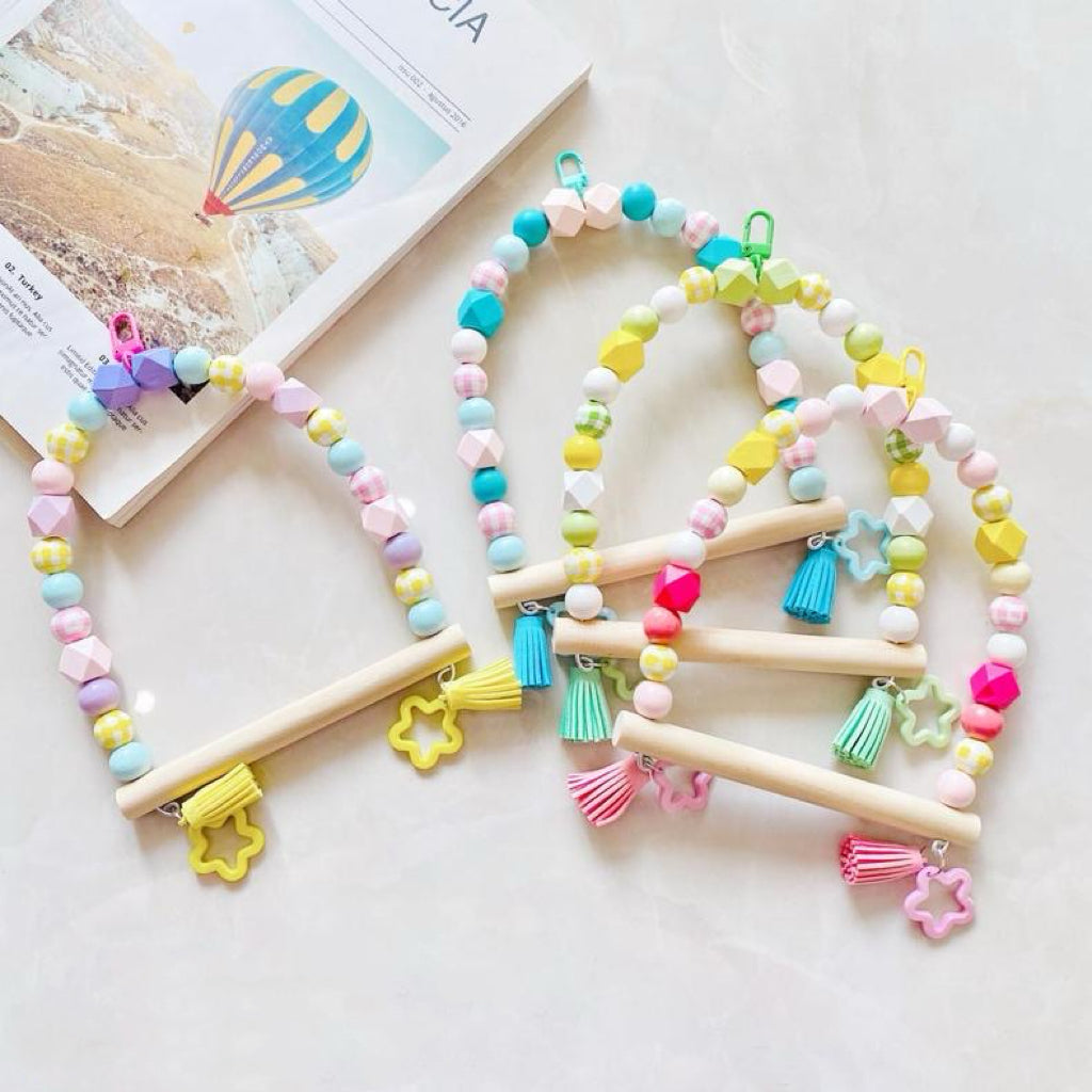 17x15cm Pastel Colourful Stars Swings for Small Medium Birds Parrot Toys Handmade Organic Bird Cages Accessories