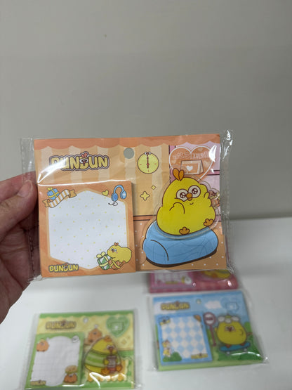 Lovely Chicken Fat Dundun Memo Pad with Clip | Pink Yellow Green Blue - Children Gift Animal Stationery