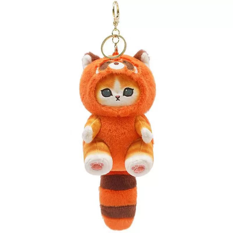 Japan Artist Mofusand Cat Neko Long Tail Animal | Beaver Raccoon Squirrel Red Panda- Mascot Plush Doll Mini Plush Doll Keychain