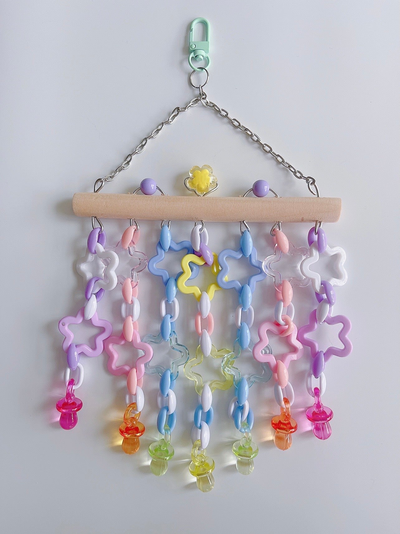 30x15cm Kawaii Baby Style Pastel Stars Bite Hanging Natural Parrot Birdie Toy for Small Medium Size Parrot Cages Accessories