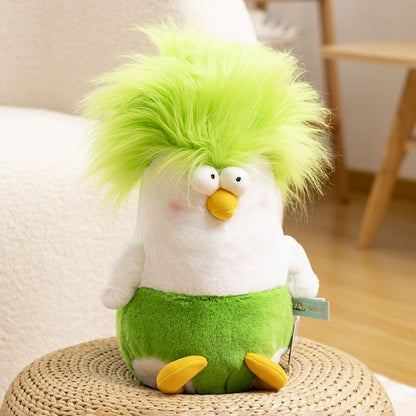 Lovely Chicken Funny Hair Chicken Giant Plush Doll | Green Pink Purple Yellow - Children Gift Animal Plush Doll Hair DIY