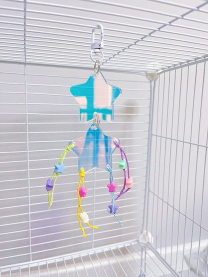 20cm Acrylic Stars Shapes Bird Bites Hanging Toy Handmade Bird Toys Organic Bird Cages Accessories