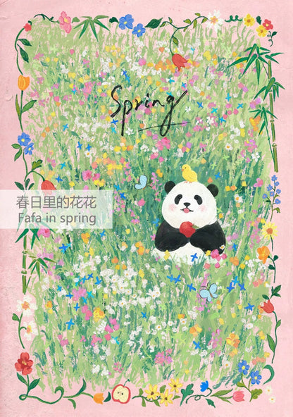 SOULPUZZ 500 Pieces Puzzle | Fafa in Spring - Panda with Flower Field Cute Animal Difficulty Stress Relief Couples Trendy Gifts Home Decoration