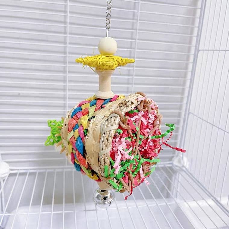 25x18cm Little Plane - Back can move Parrot Toys Hanging Toy Handmade Bird Toys Organic Bird Cages for Small Medium Big Parrot