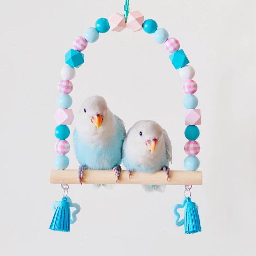 17x15cm Pastel Colourful Stars Swings for Small Medium Birds Parrot Toys Handmade Organic Bird Cages Accessories