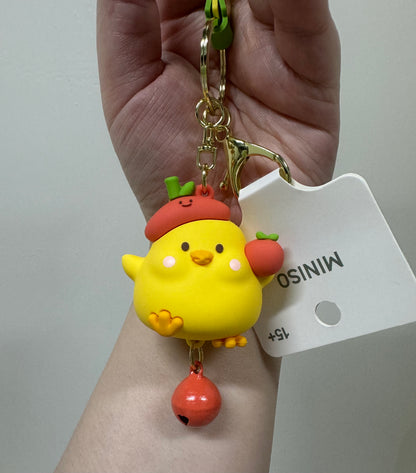 Lovely Chicken Hug me Plastic Keychain | Apple Chick with Bell - Children Gift Animal Lanyards