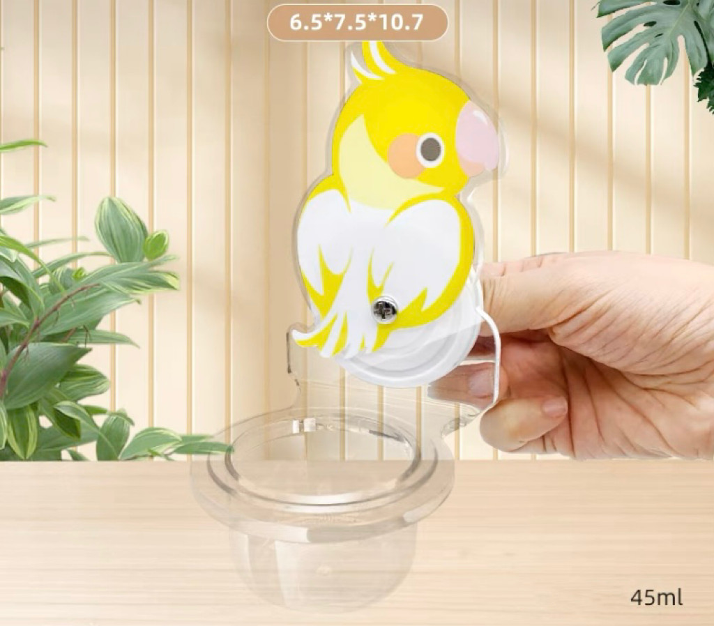 Handmade Cute Design Acrylic Food Round Transparent Cutlery Food Water for Small Medium Bird and Parrot Lovebird Budgie Pacific Parrotlet