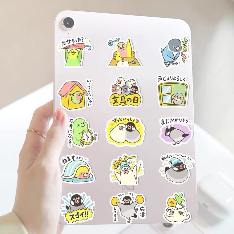 Set of 40 Pieces Lovely Budgie Parrot Stickers Waterproof Lovebird Budgie Pacific Parrotlet Finches iPad iPhone NoteBook