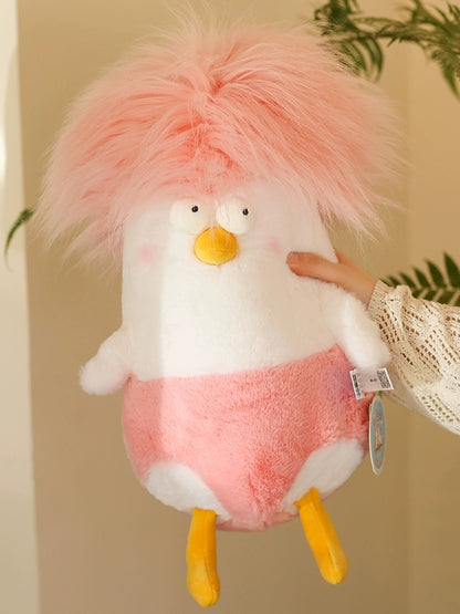 Lovely Chicken Funny Hair Chicken Giant Plush Doll | Green Pink Purple Yellow - Children Gift Animal Plush Doll Hair DIY