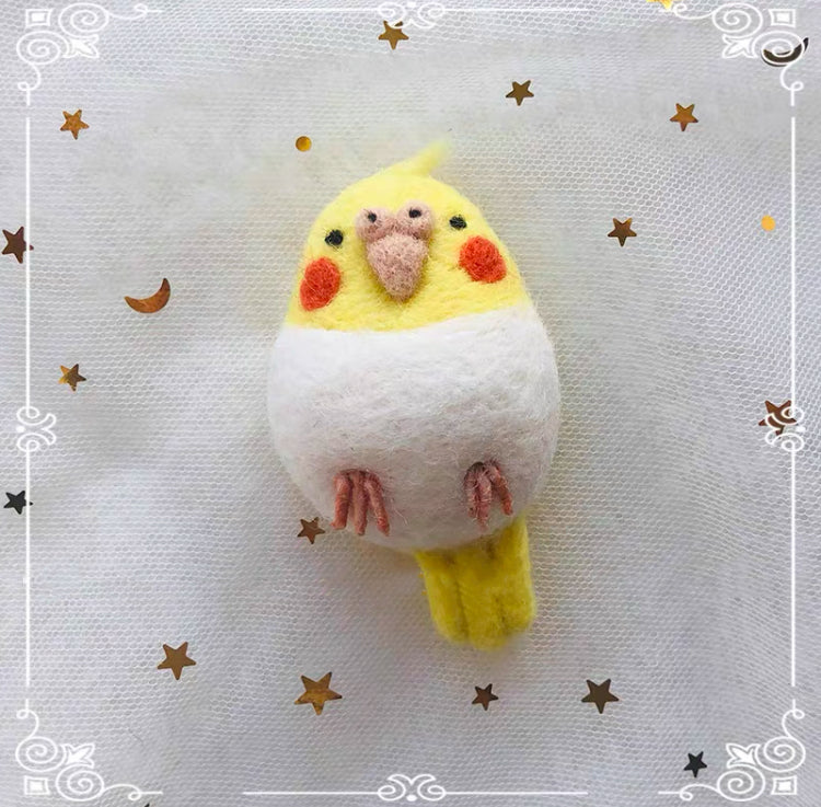 7x4cm Handmade Keychain Wool Felt Doll DIY Craft Kit Set | Budgie Cockatiel Grey White Java Sparrow Sparrow