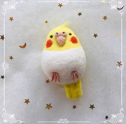 7x4cm Handmade Keychain Wool Felt Doll DIY Craft Kit Set | Budgie Cockatiel Grey White Java Sparrow Sparrow