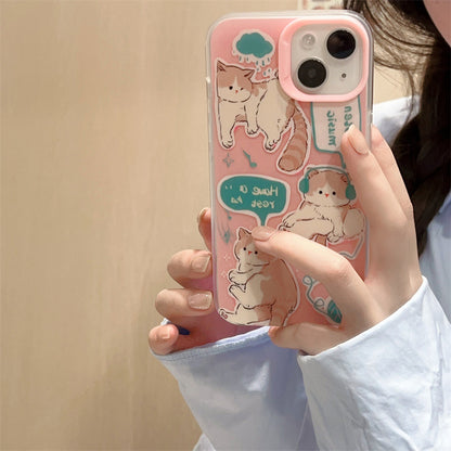 Japanese Lovely Yellow Kitten Cat Pink iPhone case Kawaii Lovely Cute Lolita iPhone 11 12 13 14 15 Pro Promax