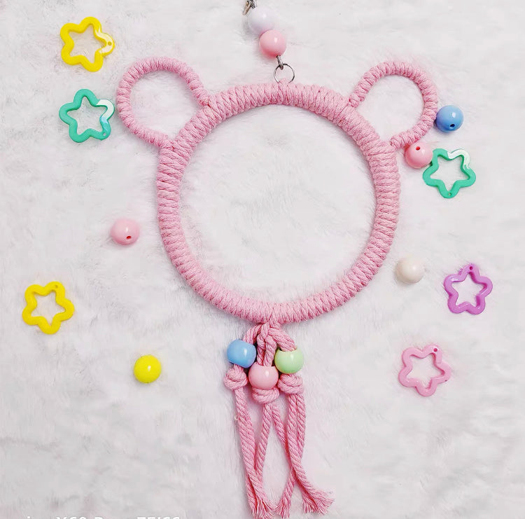 11.5-15cm SML Size Kawaii Style Bear Pastel Rope Swings Parrot Birdie Toy for Small Medium Parrot