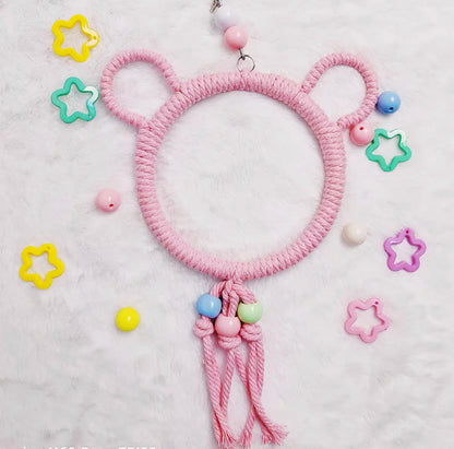 11.5-15cm SML Size Kawaii Style Bear Pastel Rope Swings Parrot Birdie Toy for Small Medium Parrot